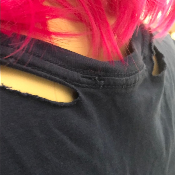 Nasty Gal After Party distressed blue T-shirt medium - Picture 5 of 6